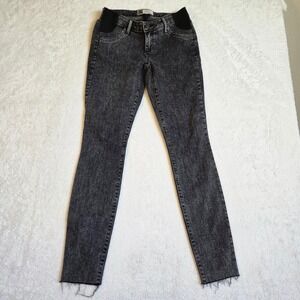 Gap Maternity True Skinny Jeans Washed Black Acid Wash Raw Hem Size 26 2L